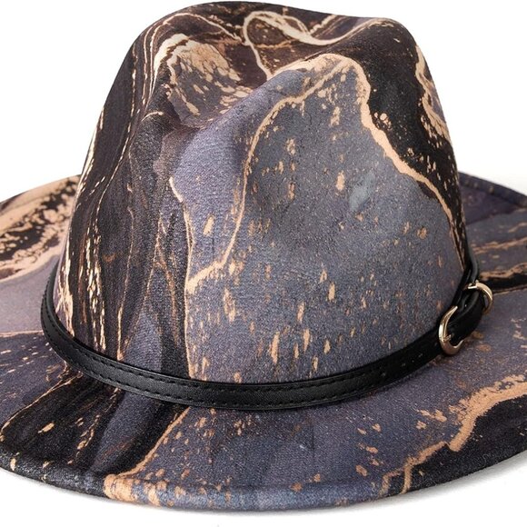 Tie-dye Wide Brim Fedora Hats for Women Multicolor Felt Panama Hat - Picture 1 of 4